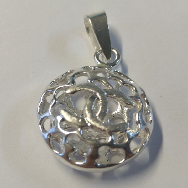 SIAH 0018 - Anhänger aus Sterlingsilber - Kleines Medaillon "zwei Hufeisen" - Käfig, durchbrochen